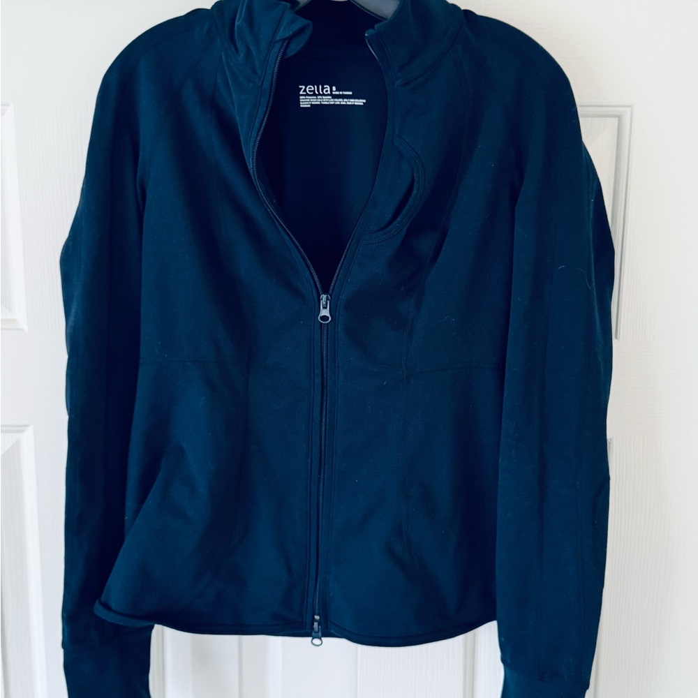 Zella Women's Black Activewear Jacket 2 Way Front Zipper Small
